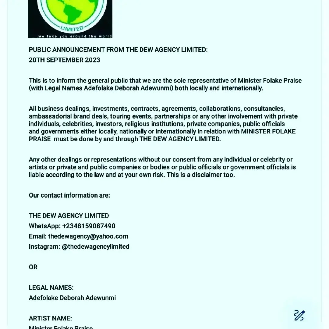 TheDEWChristia1's tweet photo. NB: PUBLIC ANNOUNCEMENT FOR 2024
#Nollywood #Twitter #QueenDebbie #Debbie #NaijaNews #NaijaBoostPlug #Naija #MinisterFolakePraise #BellaNaija #DebbieHarry #funkeakindele #BolanleNinalowo #KizzDaniel #davido #Wizkid https://t.co/WF1pQGrDpi