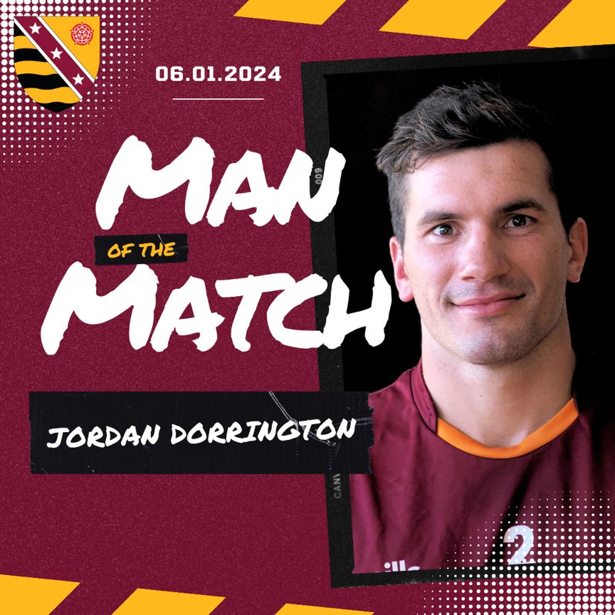 Congratulations to today’s man of the match Jordan Dorrington