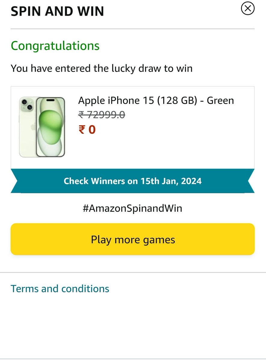 Dattatray_84's tweet photo. Aaj to nikal padi #iPhone15
#AmazonFunzoneSlots
@amazonIN https://t.co/bp4RAb6Ngy