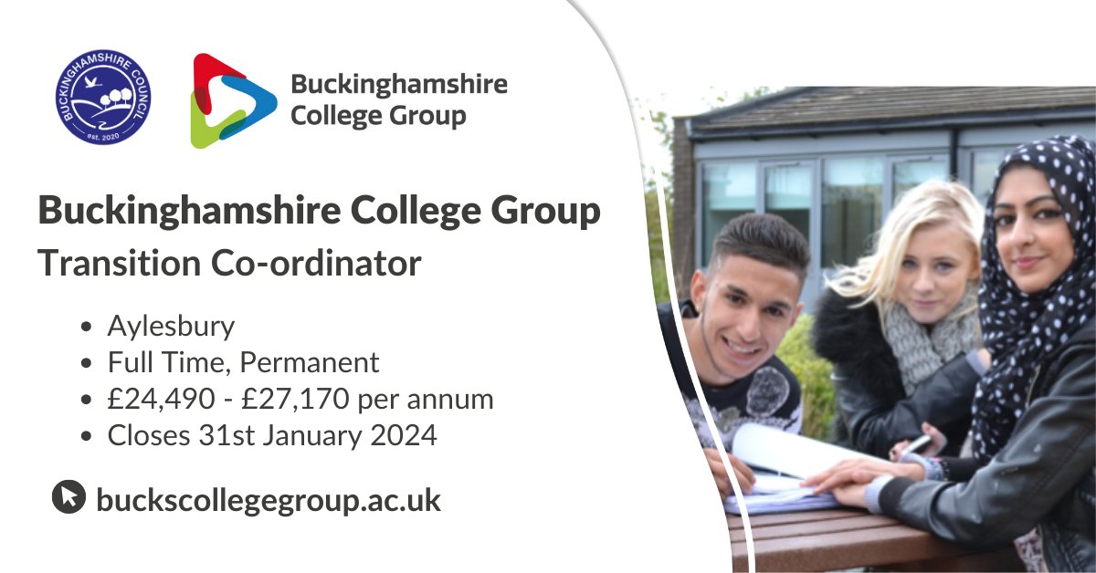 teachbucks's tweet image. Are you passionate about SEND? Have you got experience working in an educational environment, which includes a wide spectrum of SEND needs? If so – Bucks College Group would love to hear from you. More here: ow.ly/Znuh50Qok2P

#TransitionCoordinator #CollegeJobs #Education