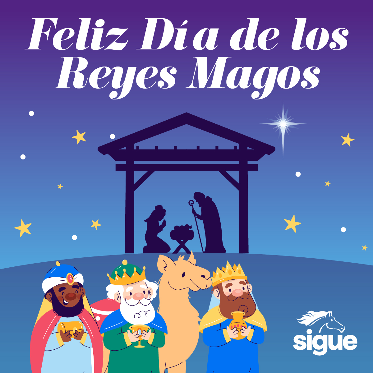 SigueCorp's tweet photo. ¡Les deseamos un Feliz día de los Reyes Magos! 👑🐫🎁 #reyesmagos https://t.co/CkZByIkhga