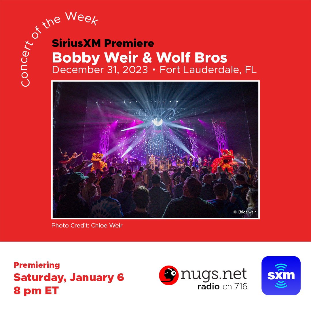 BobWeir's tweet photo. Hey now! If you missed out on the NYE show, you can listen to the full show tonight at 8 pm ET on @nugsnet radio @SiriusXM channel 716 or at https://t.co/hfNHOvls1g. 📸: Chloe Weir https://t.co/XPPLDW7W0E