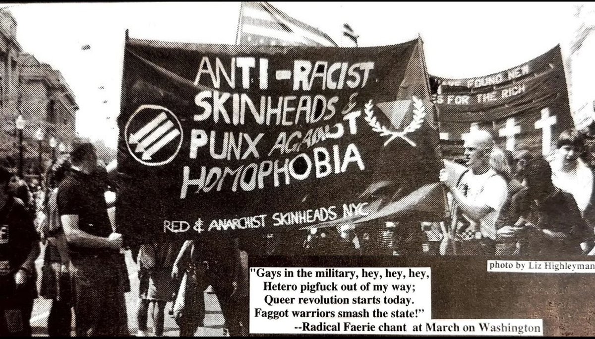 I'm sad that I couldn't make it to #AHA2024 today for the Global Queer Anarchisms roundtable that I helped organize. My contribution would have focused on the 1993 Queer March on Washington, at which an anarchist bloc chanted “We’re here, we’re Queer, and we hate the government!”