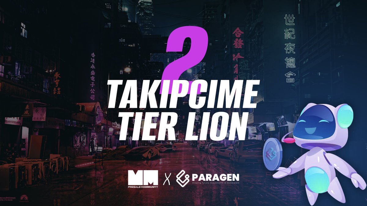 2 TAKİPÇİME PARAGEN TIER LION HEDIYE 🔥

Katılım için yapılması gerekenler:
1️⃣ Takip: <a href="/Paragenio/">Paragen</a> 
2️⃣ 2 Arkadaşını etiketle
3️⃣ RT+❤️

Tierler önümüzdeki 4 proje için geçerli olup kazananlar kısa süre içersinde belirlenecektir.