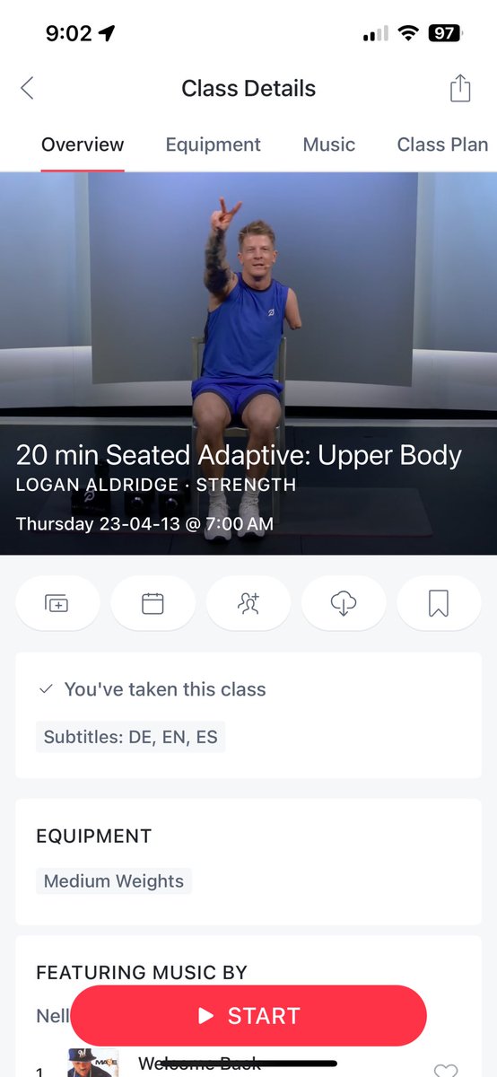 PaulineProbyn's tweet photo. Did a seated adaptive workout out on Peloton. Coming back from glute/hip injury. Thanks @onepeloton for embracing diversity and Logan for teaching. https://t.co/UOr5QrkNOE