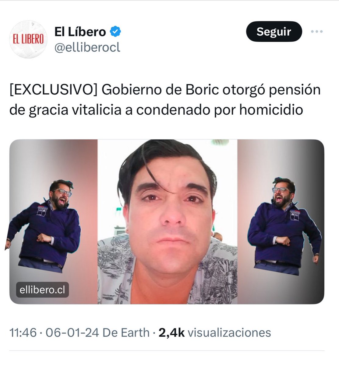 Mientras los chilenos tratamos de vivir cuidándonos de la delincuencia,  #Boric indulta y pensión de por vida  a condenados, ladrones y asesinos 

que pretende @gabrielboric y su orda de delincuentes?

Salió muy caro no ir a votar en la segunda vuelta 
#BoricUnPeligroparaChile