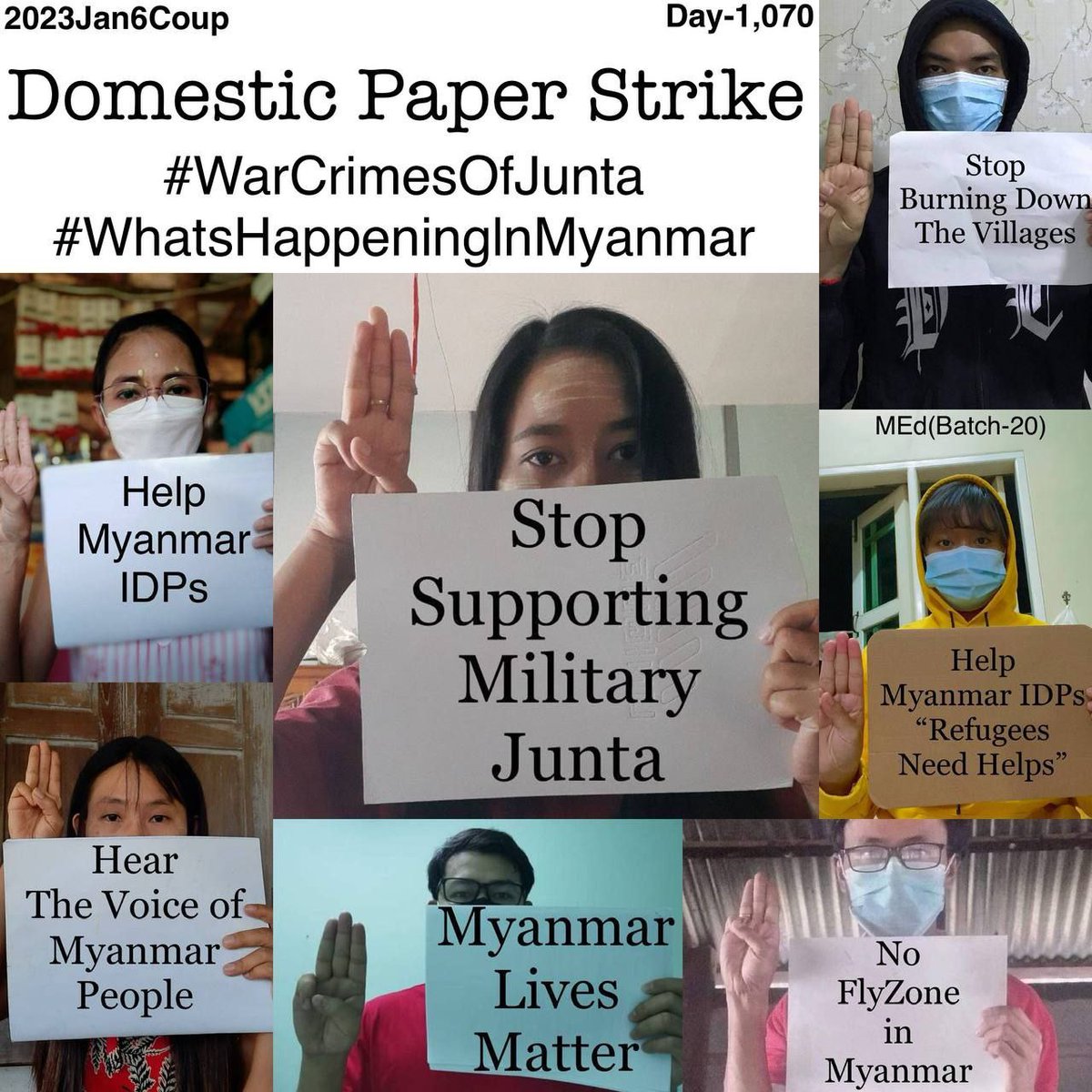 KhinLay8111999's tweet photo. Daily anti-coup revolutionary domestic strike by pro-democracy CDMer teachers from Sagaing University of Education as 1,070th day.  #2024Jan6Coup #MyanmarDemocracy  #WhatsHappeningInMyanmar https://t.co/wFHhpHqdW4