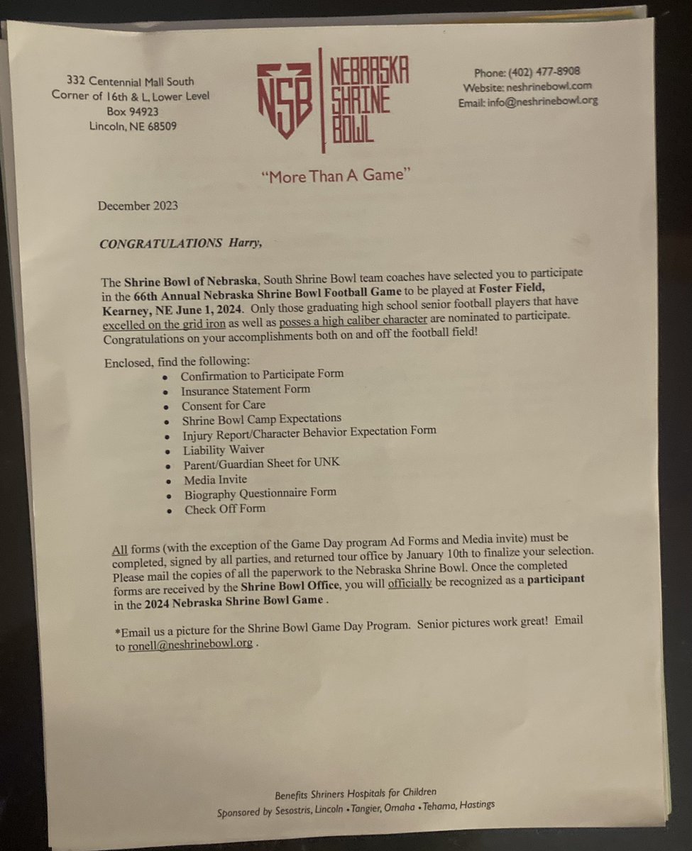 Harry Caskey (@harry7caskey) on Twitter photo Extremely grateful and proud to announce I’ve been selected to participate in the 66th Annual <a href="/NEShrineBowl/">Nebraska Shrine Bowl</a>! Extremely grateful and proud to announce I’ve been selected to participate in the 66th Annual <a href="/NEShrineBowl/">Nebraska Shrine Bowl</a>!