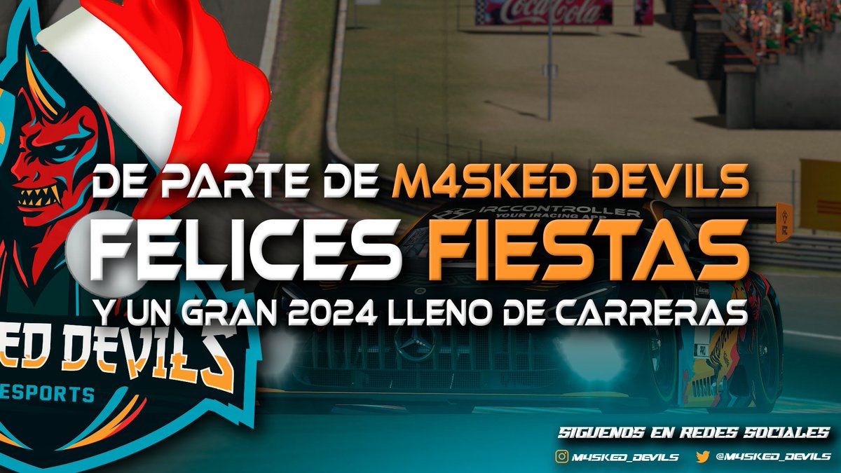 M4sked Devils eSports (@m4sked_devils) on Twitter photo Nuevo año y nuevas metas
Volvemos a la actividad por la red social, ya que en pista no hemos parado. 
Esperemos que toda la comunidad #Simracing equipos, pilotos, organizadores, etc ... hayáis pasado unas #FelicesFiestas y un 2024 lleno de carreras
Teneis nuevos juguetitos? 🎁 Nuevo año y nuevas metas
Volvemos a la actividad por la red social, ya que en pista no hemos parado. 
Esperemos que toda la comunidad #Simracing equipos, pilotos, organizadores, etc ... hayáis pasado unas #FelicesFiestas y un 2024 lleno de carreras
Teneis nuevos juguetitos? 🎁