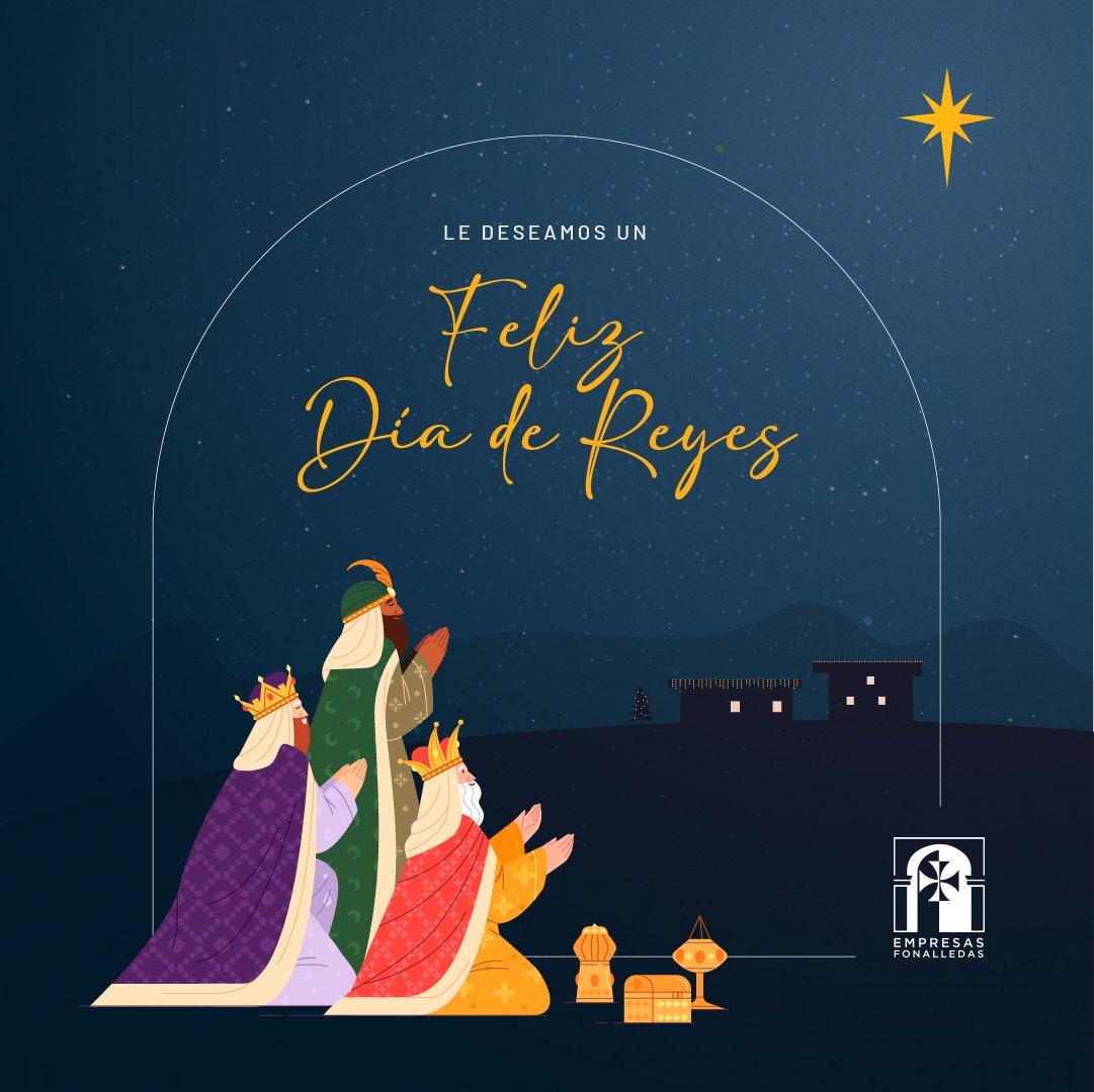 EFonalledas's tweet photo. Que la estrella que guió a los Reyes Magos hasta la luz del mundo ilumine tu vida siempre.

¡Feliz Día de Reyes! Les desean Empresas Fonalledas y sus afiliadas https://t.co/nIFE7Hso4O