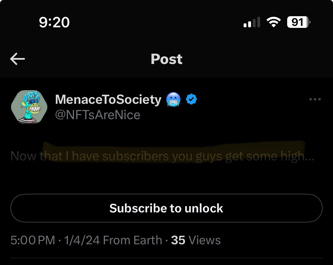 brokenomoreNFT's tweet photo. posting for his one sub 💪 @NFTsAreNice https://t.co/5PUCrZPcPc