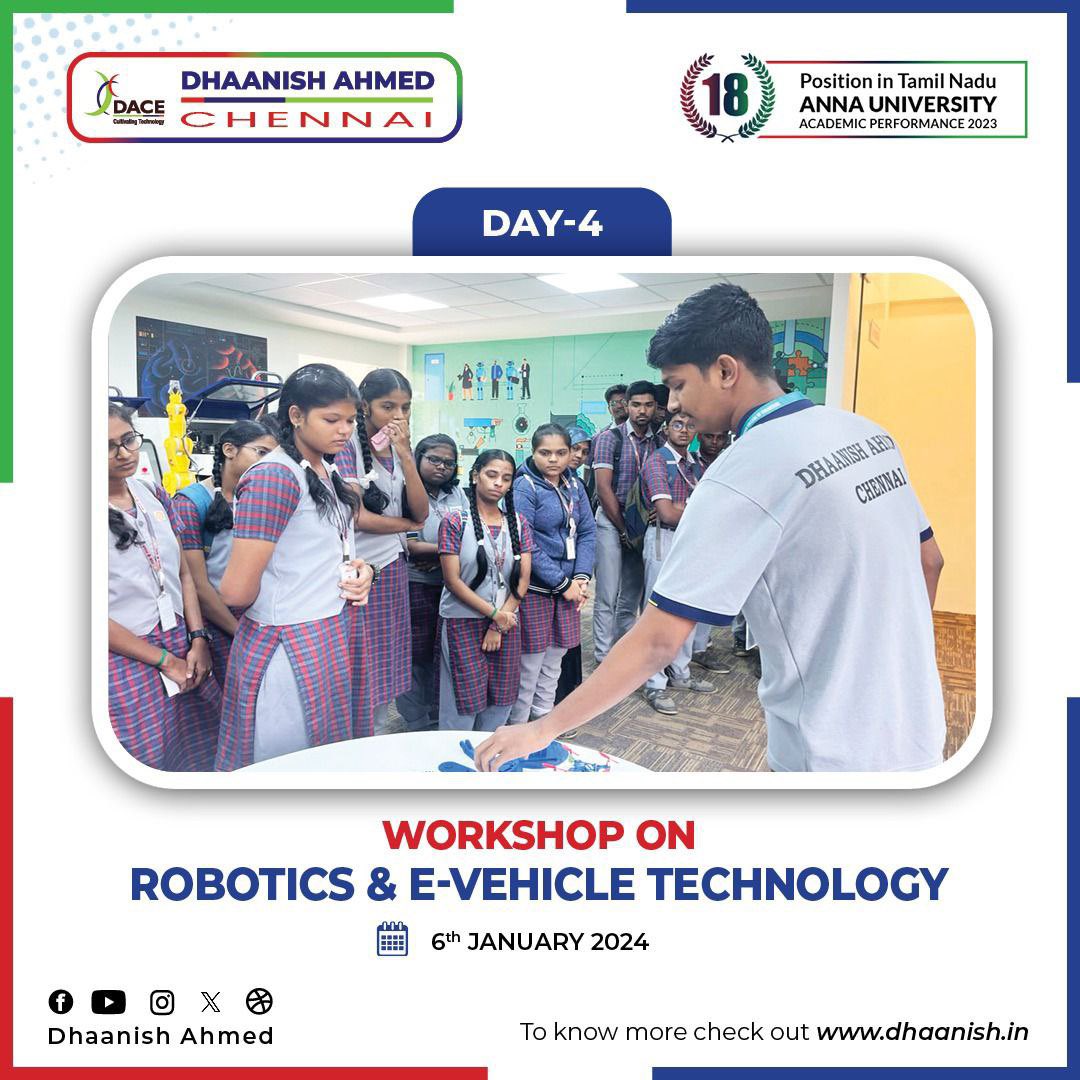 DhaanishE's tweet image. 🤖 Inspiring the next generation of innovators! Our workshop at Dhaanish Ahmed College of Engineering, Chennai, sparks young minds with the wonders of robotics and E-vehicle technology. 🚀🔧 #STEMeducation #FutureInnovators #RoboticsWorkshop