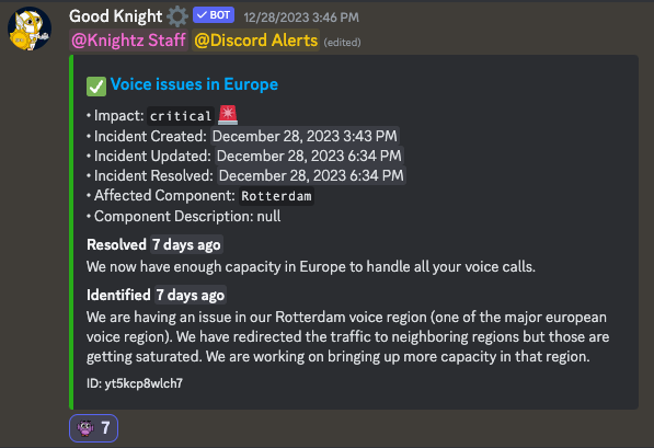 𝐃𝐢𝐬𝐜𝐨𝐫𝐝 𝐈𝐧𝐜𝐢𝐝𝐞𝐧𝐭 𝐔𝐩𝐝𝐚𝐭𝐞𝐬 Is discord buggy for you all of a sudden or is there a critical security incident occurring? You can now receive notifications in your server when discord's status changes. This includes issue notifications for discord's client,…