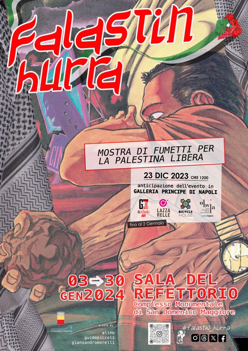 Falastin Hurra (@falastin_hurra) on Twitter photo Ecco una lista e ringraziamento soprattutto a tutti gli autori in mostra:
Leila Abdelrazaq
Hélène Aldeguer
Naji al-Ali
<a href="/LelioBonaccorso/">Lelio Bonaccorso</a> <a href="/Marco_Rizzo/">Marco Rizzo</a>
<a href="/channeldraw/">Gianluca Costantini</a>
<a href="/hassanmanasrah/">hassan manasrah</a>
Elena Mistrello
Gina Nakhle Koller
<a href="/NatangeloM/">Natangelo</a>
<a href="/danilopergamo/">DaniloPè!</a>
@St3keno
Simone Prisco
<a href="/Sabaaneh/">Mohammad Sabaaneh</a> Ecco una lista e ringraziamento soprattutto a tutti gli autori in mostra:
Leila Abdelrazaq
Hélène Aldeguer
Naji al-Ali
<a href="/LelioBonaccorso/">Lelio Bonaccorso</a> <a href="/Marco_Rizzo/">Marco Rizzo</a>
<a href="/channeldraw/">Gianluca Costantini</a>
<a href="/hassanmanasrah/">hassan manasrah</a>
Elena Mistrello
Gina Nakhle Koller
<a href="/NatangeloM/">Natangelo</a>
<a href="/danilopergamo/">DaniloPè!</a>
@St3keno
Simone Prisco
<a href="/Sabaaneh/">Mohammad Sabaaneh</a>