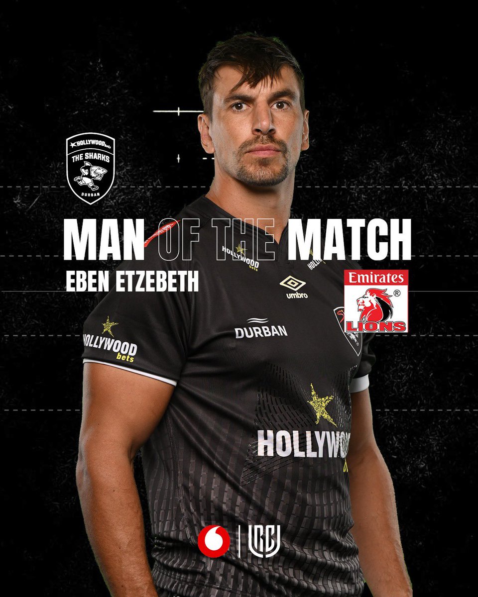 Two-time Rugby World Cup Champion Eben Etzebeth named the Man of the Match vs Lions.

#SHAvLIO #URC #BKTURC #SinBinRugby #UnitedWeRise
#LionsPride🦁 #FearTheFin