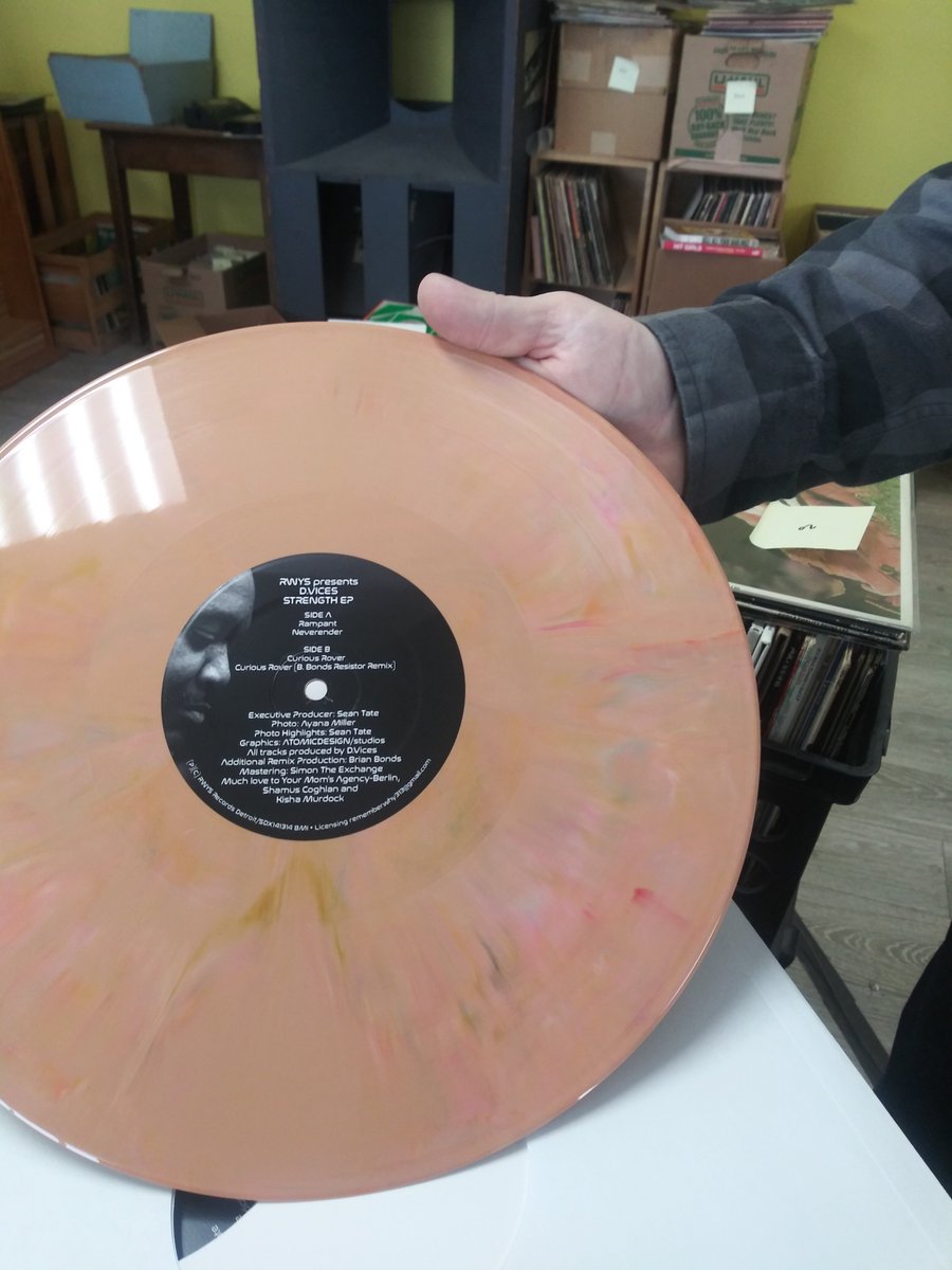 Butcher_313SMT's tweet photo. D.VICES-Strength is available at @hellorecords. Not too many Faygo Peach multi-colored vinyl copies are left. DM the record store for international shipping. #RWYS #RememberWhyYouStarted @dublab @YourMomsBerlin @CloneRecords @rushhourmusic @TresorBerlin https://t.co/DRISmCTTjc