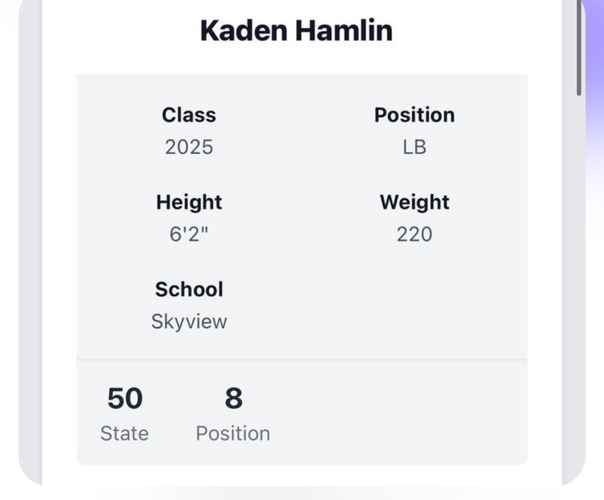 Grateful to be ranked 50th in the state of Washington and the #8 LB!
<a href="/BrandonHuffman/">Brandon Huffman</a> <a href="/RylandSpencer/">Ryland Spencer™</a> <a href="/PrepRedzoneWA/">Prep Redzone Washington</a> @CoachHauck17 <a href="/DePalo9/">Ryan DePalo</a> <a href="/AlexBrink10/">Alex Brink</a> <a href="/SkyviewStormFB/">Skyview Football</a>  <a href="/AljonesMR75/">Alex Jones</a> <a href="/bpack43/">Brad Packer</a>
