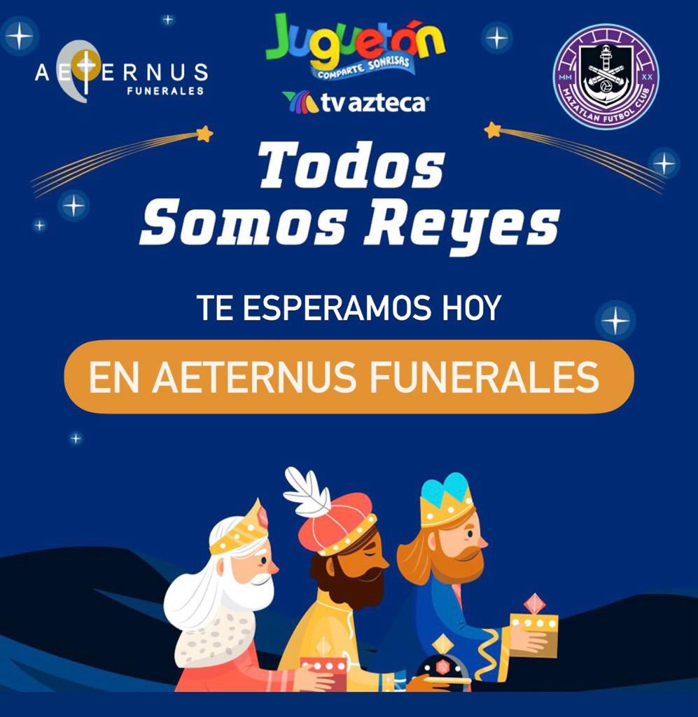 MazatlanFC's tweet photo. Tú, yo, él, nosotros, ustedes, ellos… #TodosSomosReyesMagos 🎁 

Los esperamos desde YA en las instalaciones de @aeternusmzt con un juguete y regálenle una sonrisa a los niños que MAZ la necesitan. 

#ARREbatando ⚓️ https://t.co/R3QDHwzrsN