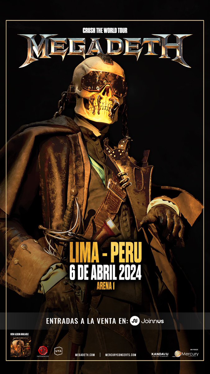 Peru! 🇵🇪 We’re 3 months away from our #CrushTheWorldTour show in Lima. Grab your tickets here: megadeth.com/tour