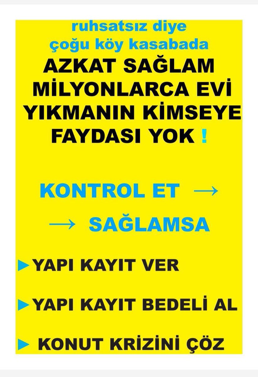 <a href="/iytdernegi/">İMAR YASASINA TAKILANLAR DERNEĞİ TÜRKİYE</a> Rant için değil, barınmak için tapulu arazimize müstakil ev yaptık; para cezaları ve mahkemelerle karşılaştık. Büyükşehir yasası köyleri yok ediyor. Yuvalarımız kontrollü olarak kayıt altına alınsın.
#imarzedeyeYapıKayıt
<a href="/RTErdogan/">Recep Tayyip Erdoğan</a>
<a href="/Akparti/">AK Parti</a>
<a href="/mehmetozhaseki/">Mehmet Özhaseki</a>
