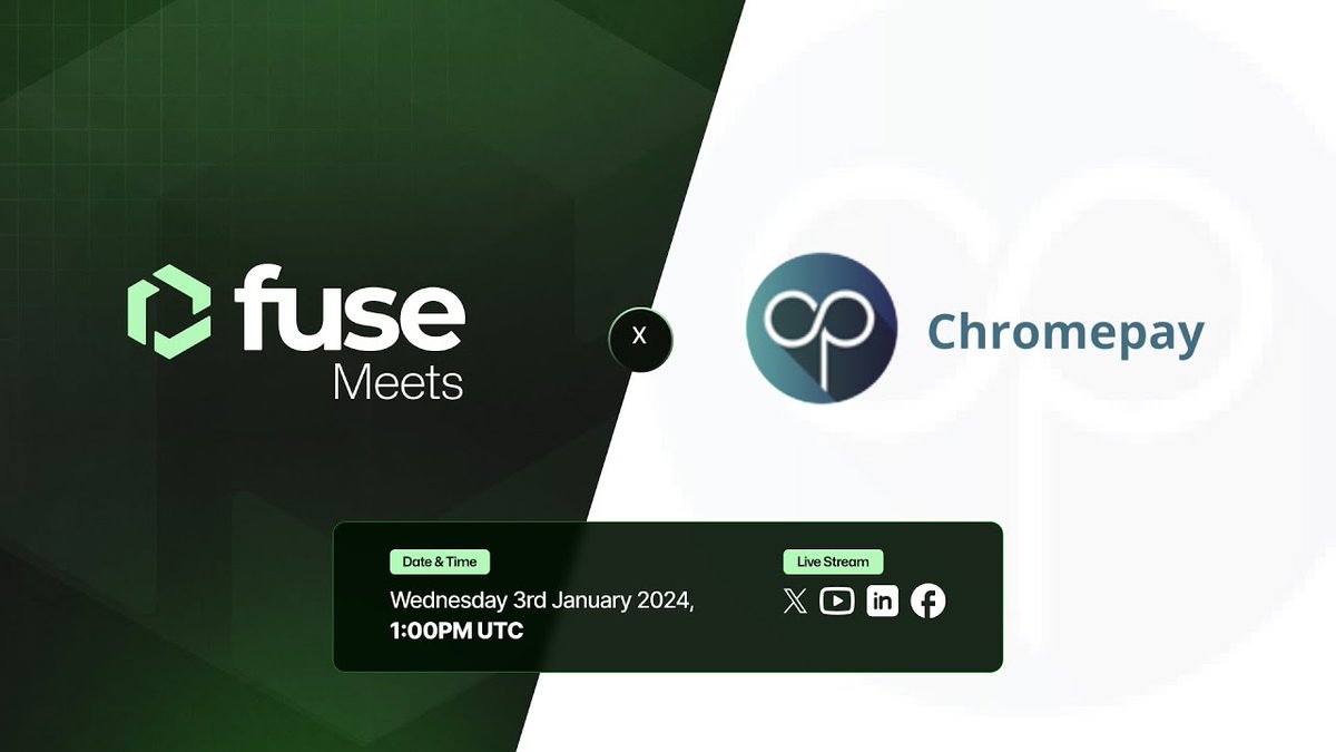 Fuse_network's tweet photo. 🎙️ Fuse Meets @chromepay CEO Gabriel Saunyama to discuss a solution to Africa’s identity crisis.
Discover how Chromepay leverages Fuse network for Digital IDs and financial services.
👉 Watch the full AMA now: https://t.co/zENaZqI922
#FuseMeets #FuseBusiness #AMA https://t.co/AwTQ6pJ9sX