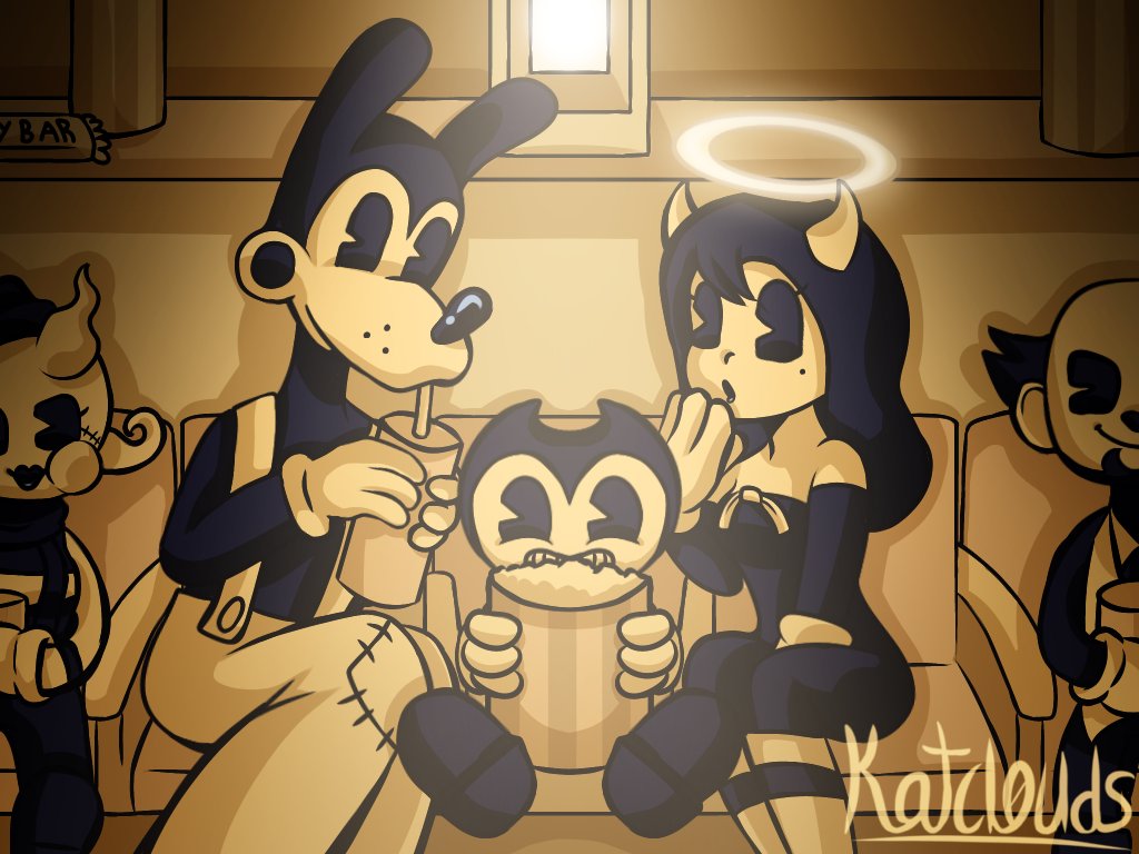 Kinda late to the #BENDYMOVIE hype but idc #BendyTHECAGE #BATIM #BATDR #BENDY #ALICEANGEL #BORISTHEWOLF #fanart #digitalart #ibispaintx #joeysartchallenge