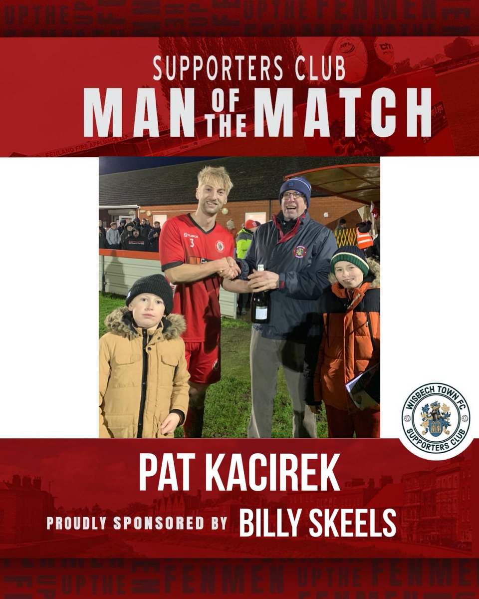 The Supporters Club Man of the Match in this afternoon’s game against Heanor Town was Pat Kacirek. 

Pat is pictured with Club Member Terry Hawkins and his grandchildren. 

#UpTheFenmen