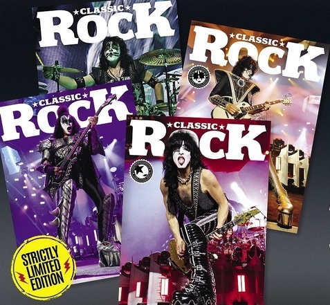 Latest #KISS Magazine Covers: @ClassicRockMag A Limited-edition special set of KISS Classic Rock Magazine contains four copies of issue 323, each featuring an exclusive live cover shot of Gene, Paul, Eric and Tommy. kissonline.com/news?n_id=1351…