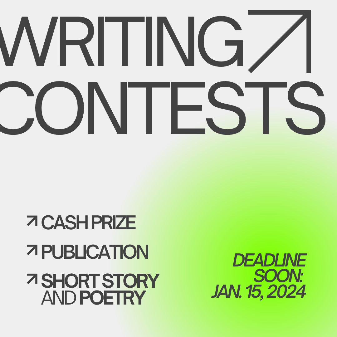 The deadline for our writing contest is approaching!⌛Submit your short story or poetry by Jan. 15th for a chance to win a cash prize and publication. Use the link in our bio to submit! #writingcontest #poetry #shortstory