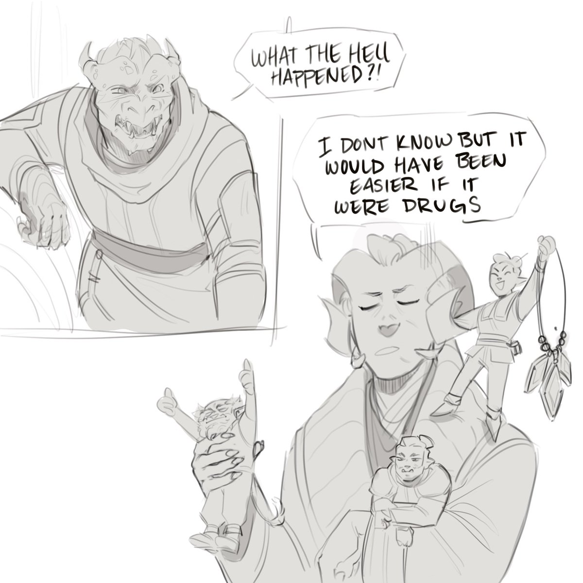 Also my favorite things I've drawn for our campaign thus far 