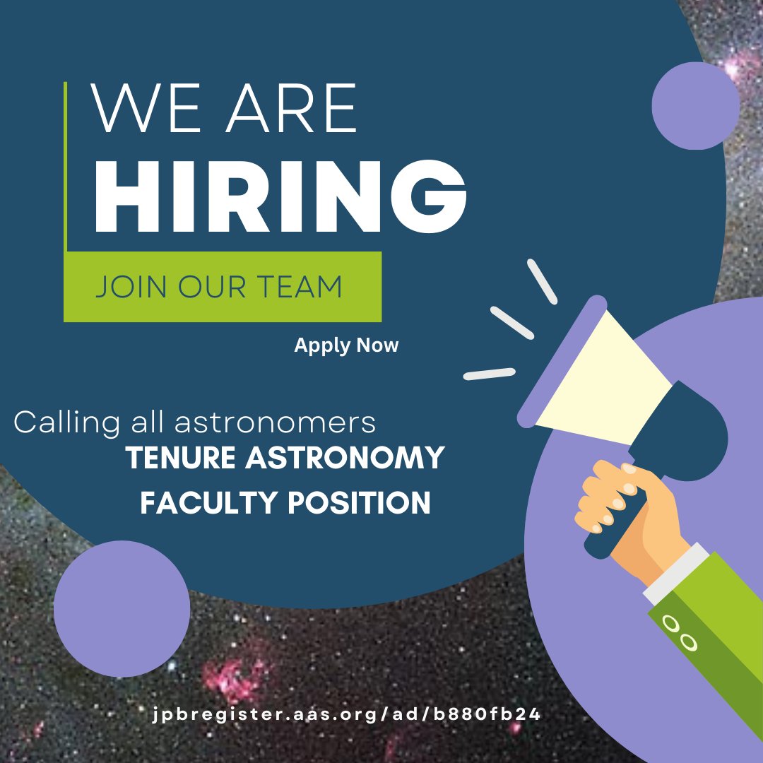 TCUPhysAstro's tweet photo. Astronomers, there is still time to apply for the tenure track faculty position @tcu. Deadline is January 19th. Both @KatBarger and @pmfastro will be at the #AAS243 meeting this week and are happy to answer your questions. https://t.co/wplYfDJGvR
