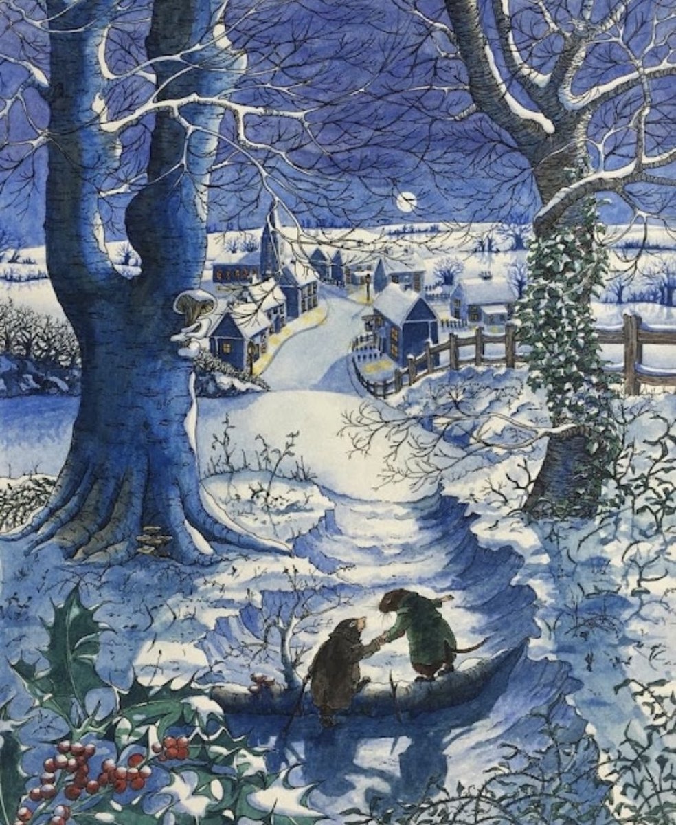 Just popping by to wish you all a lovely weekend with this magical Wind in the Willows scene. I don’t want to post much until I’ve replied to all of your kind notes -should be about Sun/Mon. I hope you all have a cozy night. Sweet dreams, everyone ♥️(Art by Beverley Gooding)