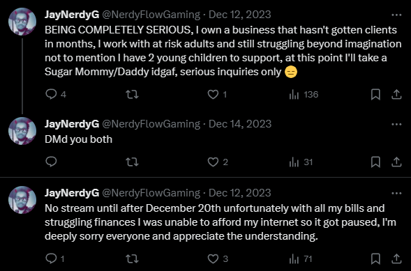 Pup_Nobo's tweet photo. @NerdyFlowGaming @Theodosius_xp @twinklepuss_ @ItsLethalTTV I love how @NerdyFlowGaming is talking about being stupid and ignorant when they say they get a new PS5 and giveaways then complain about not being able to feed their family. Priorities am I right? https://t.co/TSlQXxW3gW