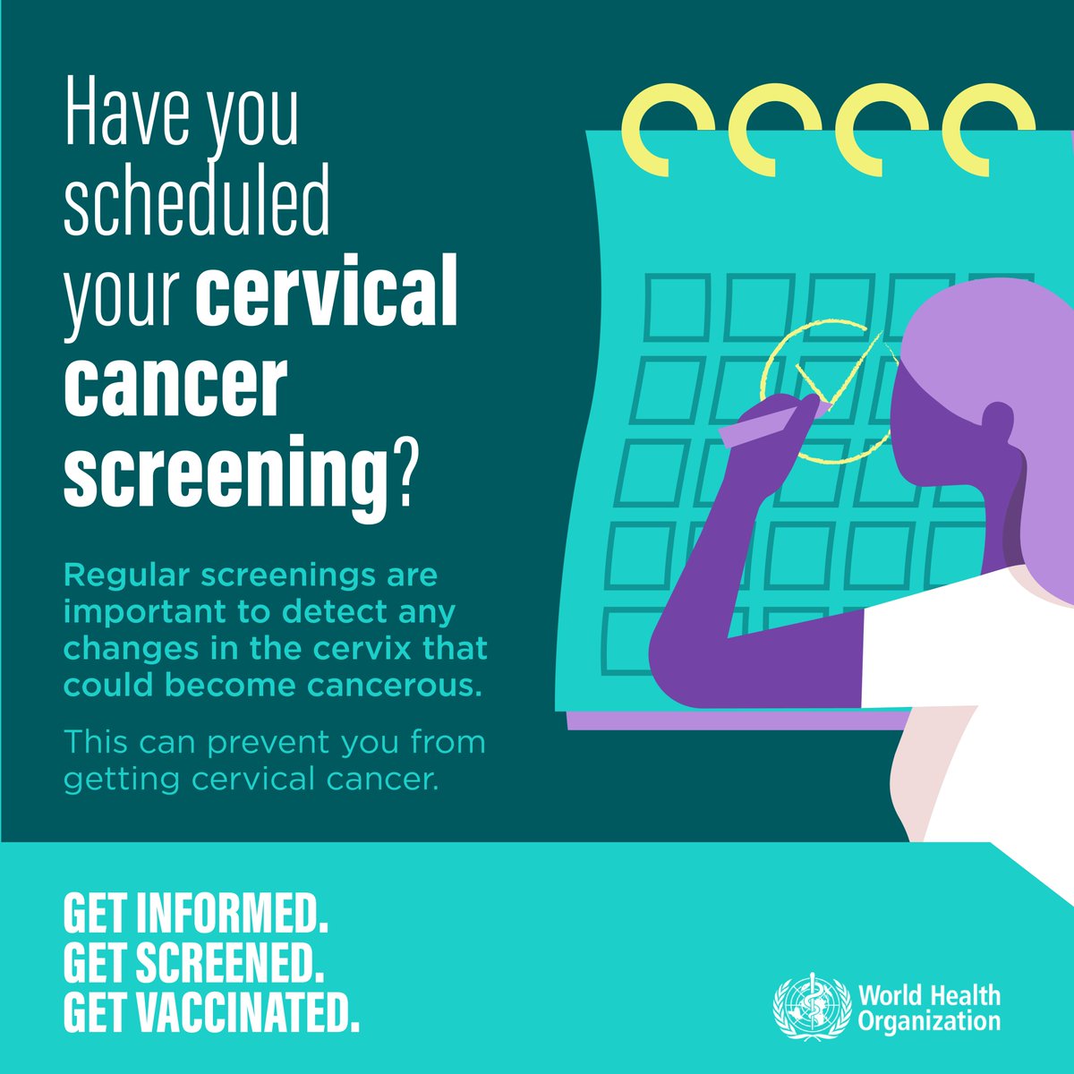 It’s #CervicalCancer Awareness Month!

All adult women should undergo regular screening to detect pre-cancer changes in the cervix which, if untreated, can develop into cervical #cancer.

👉 bit.ly/3svT93X