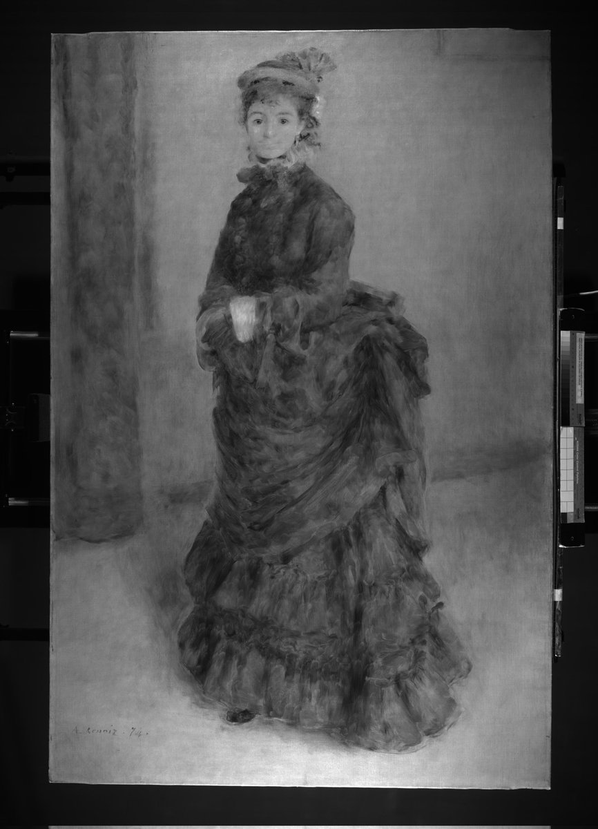 NMWPrevCons's tweet photo. This #infrared image shows the invisible original room setting in #LaParisienne by #Renoir better than could be expected! #pentimenti #paintingsconservation #famouspaintings #impressionism @AmgueddfaCymru @artukdotorg @SF_Conservation @NatHistConserve @NatMuseumArt https://t.co/yDpZ5k5qMR