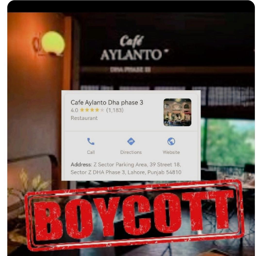 LeenaKh589's tweet photo. It has become a duty for every Pakistani to completely boycott this Cafe Aylanto.

#Bycott_Aylanto https://t.co/lDlxtRHGmi