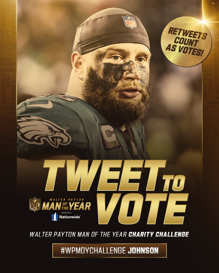 RETWEET to help us support @LaneJohnson65 in the Walter Payton Man of the Year Charity Challenge! 💚🙌 He could win $35K for the Travis Manion Foundation to support veterans and families of fallen heroes. #WPMOYChallenge Johnson