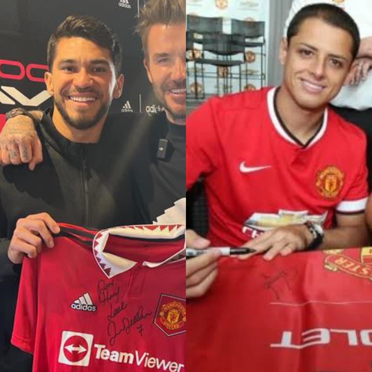 NoShowMN's tweet photo. Mientras a Henry Muertín le firman sus playeras del Manchester United, Chicharito firmaba las playeras del Manchester United como lo que es, un ídolo de Old Trafford 🔥 https://t.co/DTcE1up3HO