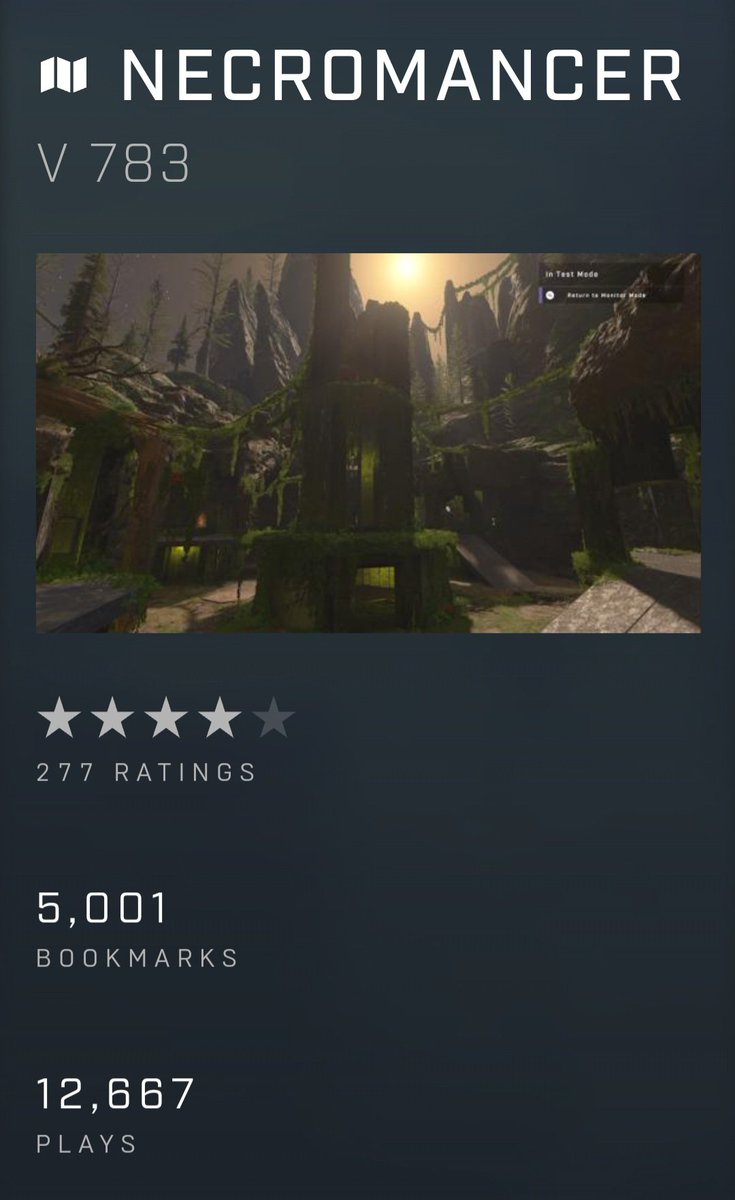 Love you halo and forge community! 5k bookmarks on Necromancer! Thank everyone so much for playing on it and enjoying it. I have another map I'm finishing up soon. Been working on it for quite a while now, but it's approaching the finish line. Stay tuned! halowaypoint.com/halo-infinite/…