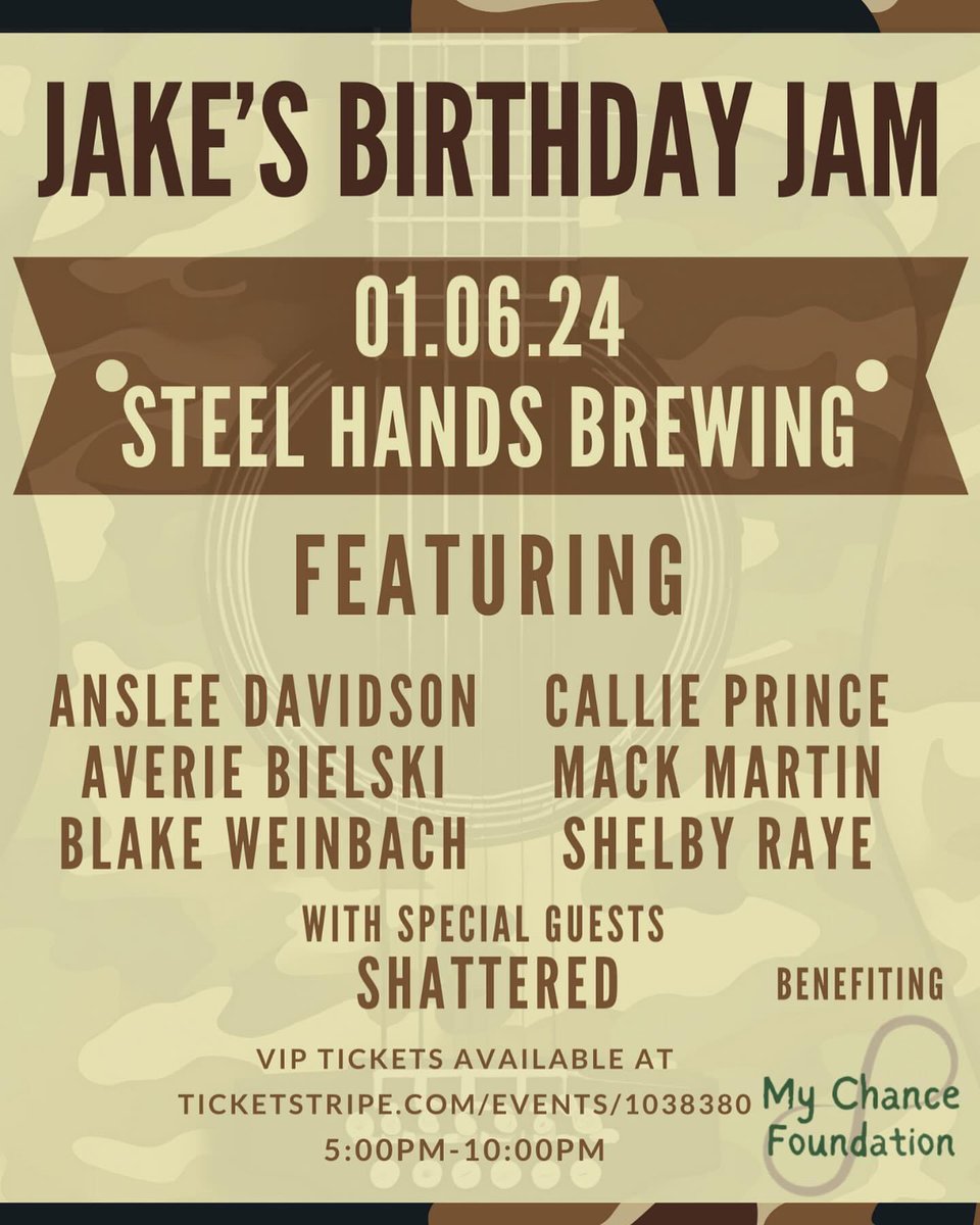 So excited to get behind the camera for tonight for 𝗝𝗮𝗸𝗲’𝘀 𝗕𝗶𝗿𝘁𝗵𝗱𝗮𝘆 𝗝𝗮𝗺!

<a href="/Steel_Hands/">Steel Hands Brewing</a> | #MyChanceFoundation