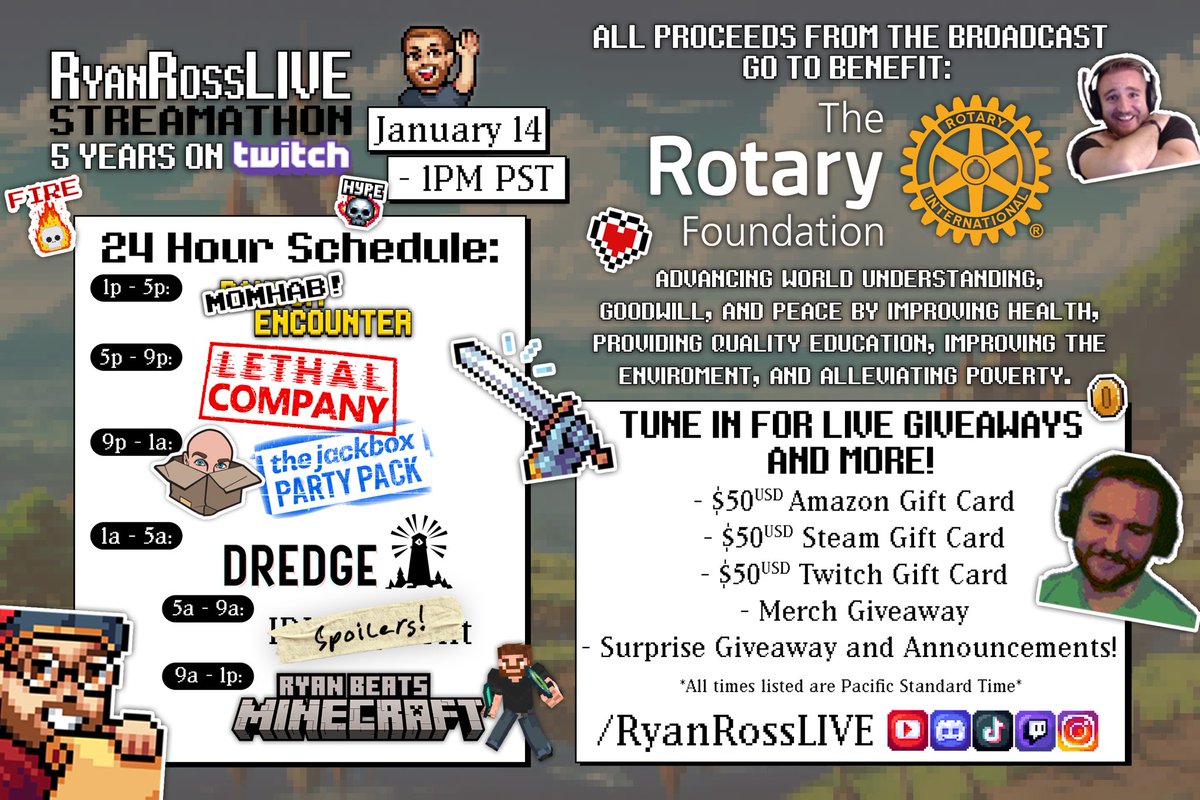 Big event coming up! Celebrating 5 years on @twitch by raising money for <a href="/Rotary/">Rotary International</a>! This is the biggest event I’ve ever put together on my channel (with some help from mods and friends) and can’t wait to reveal all we are working on for this milestone. Hope to see you there!