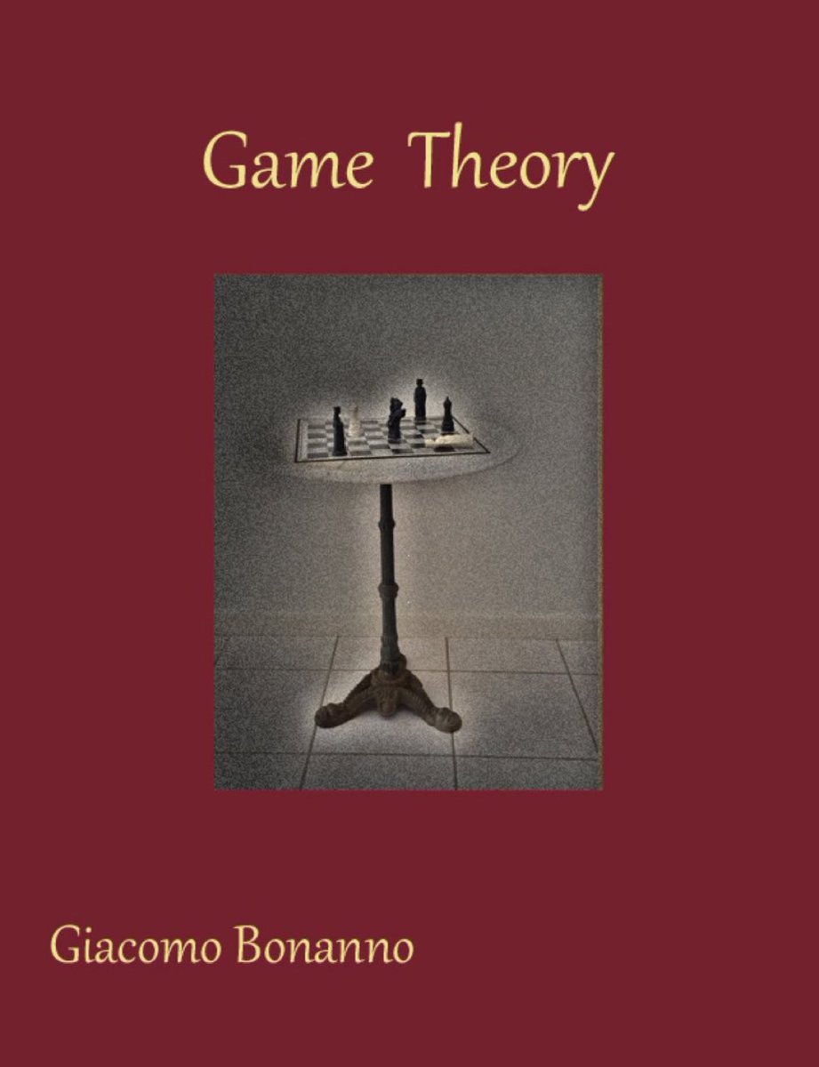 Download 592-page PDF comprehensive eBook on 'Game Theory' here: irving.vassar.edu/faculty/gj/215…
————
#GameTheory #Gamification #Mathematics #Economics #ExperimentalEconomics #Strategy #Auctions #NashEquilibrium #InformationTheory #Statistics #Probability