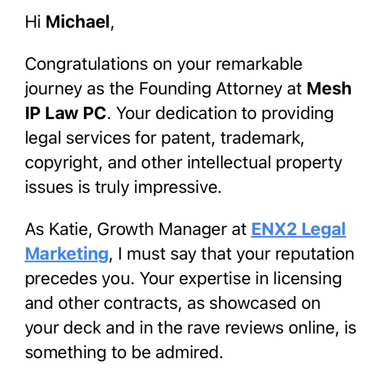 I know I’m a good attorney, but this just makes me blush.