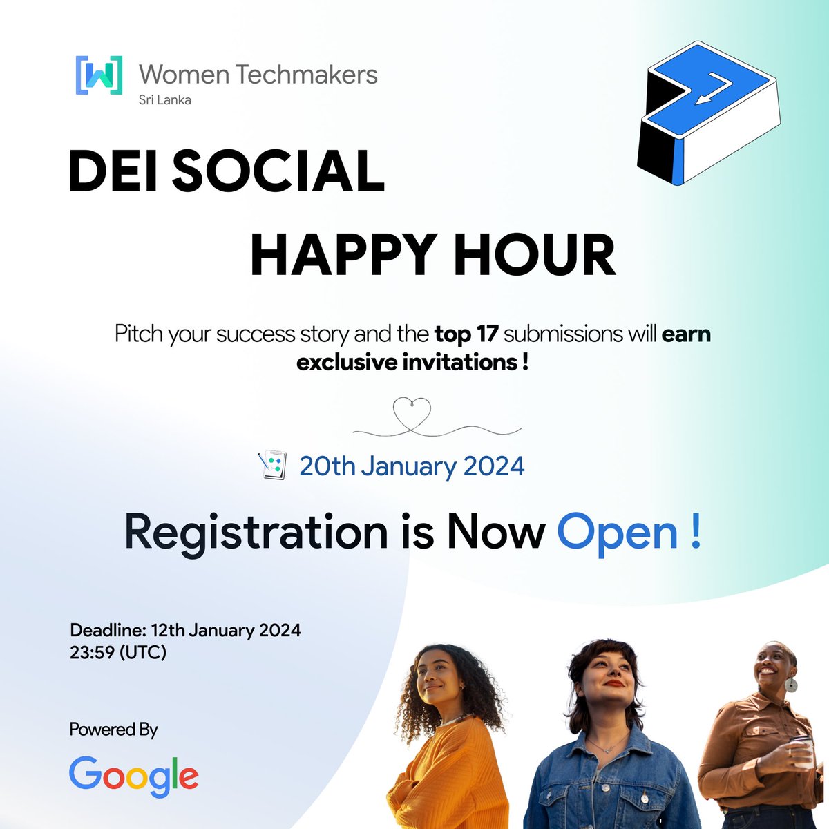 Embrace the spirit of Diversity, Equity, and Inclusion as we showcase inspiring success stories from talented individuals! Register now via forms.gle/rbPKxcXwjU4ePR… For guidelines, visit docs.google.com/document/d/1A2… #diversityandinclusion #Equity #SocialHappyHour #WTM #WTMSL