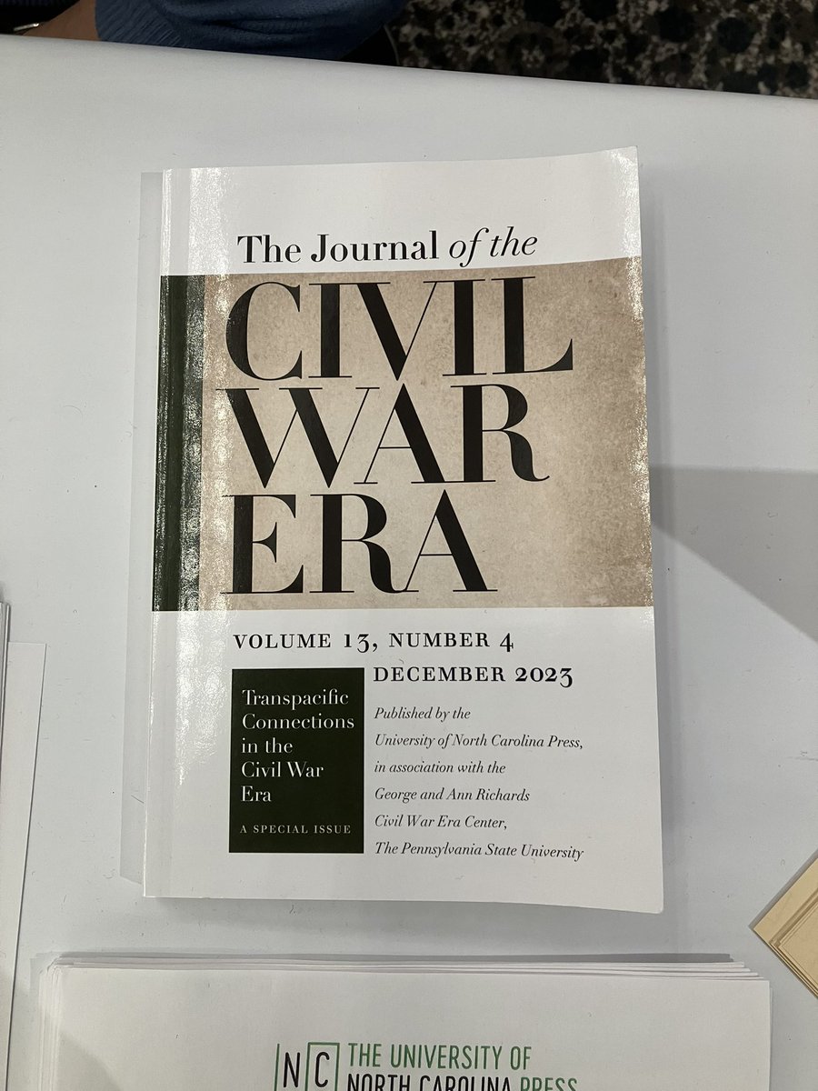 Stop by the @UNC_Press booth to check out the special issue on Transpacific Connections in the Civil War Era in @JCWE1! #AHA24 @RichardsCenter