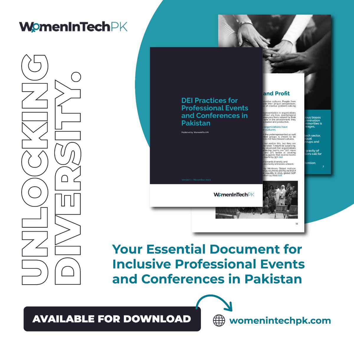 We are thrilled to announce a significant leap towards fostering inclusivity in the professional landscape of Pakistan with the launch of our 'DEI Practices for Professional Events and Conferences' framework. Download a free copy today: womenintechpk.com/resources/ #WomenInTechPK