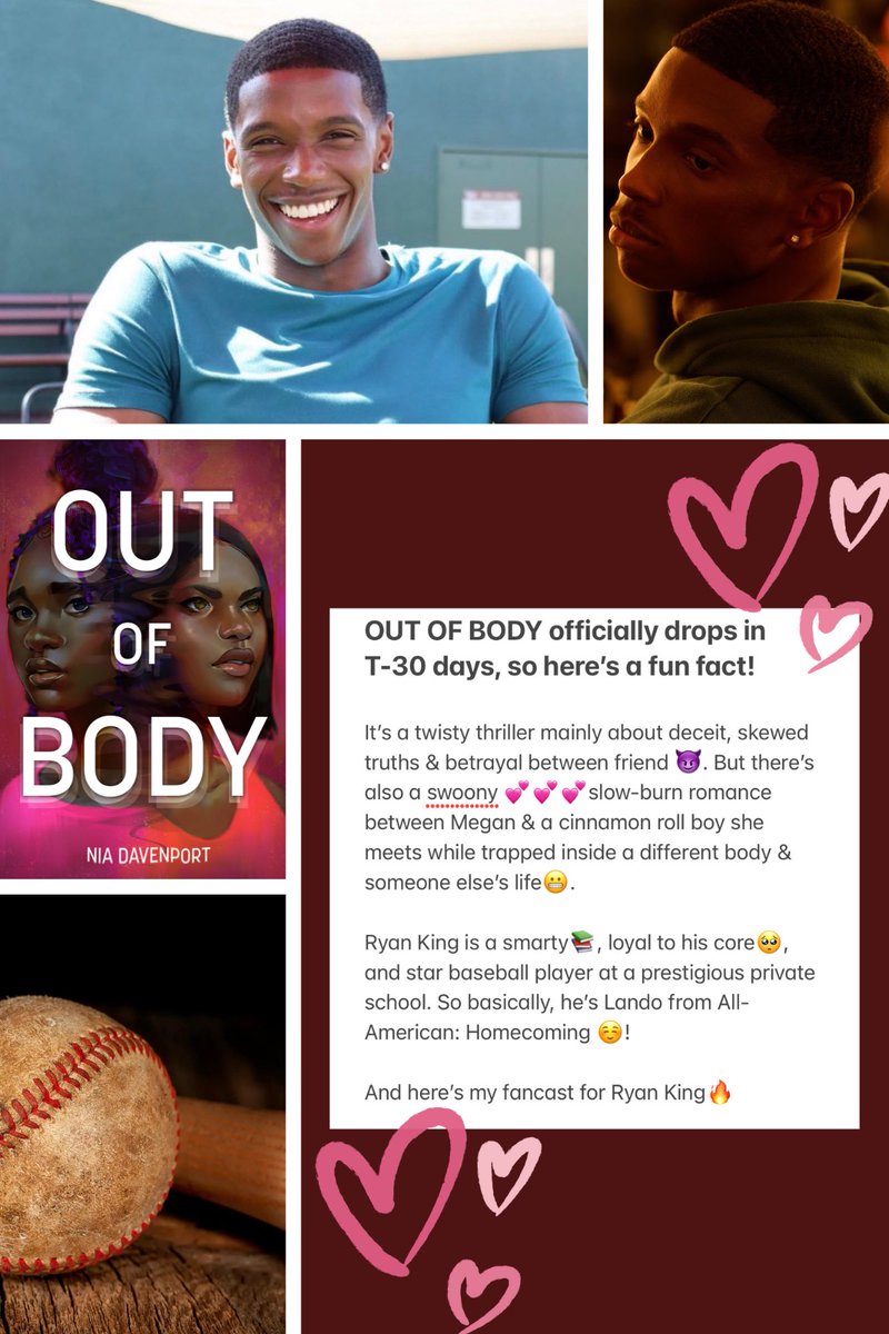 In celebration of OUT OF BODY releasing on this date in Feb., which is also Black History Month &amp; the month of Valentine’s Day + my birthday,  here’s one 🔥fancast.

Y’all know ✨ me✨. So of course there’s also a swoony slow-burn mutual crush/romance 🥰

bit.ly/BuyOutOfBody