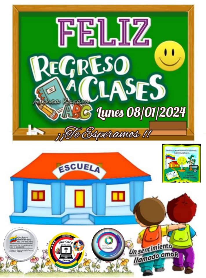 U.E.N RORAIMA Y SUS AULAS ANEXAS CHOCARIMA Y  SANTA MARTHA, le dan la bienvenida a nuestros estudiantes  este 08 de enero del año 2024;  con mucha alegría para aprender muchas cosas nuevas y vivir experiencias y aprendizajes significativo en este año 2024.