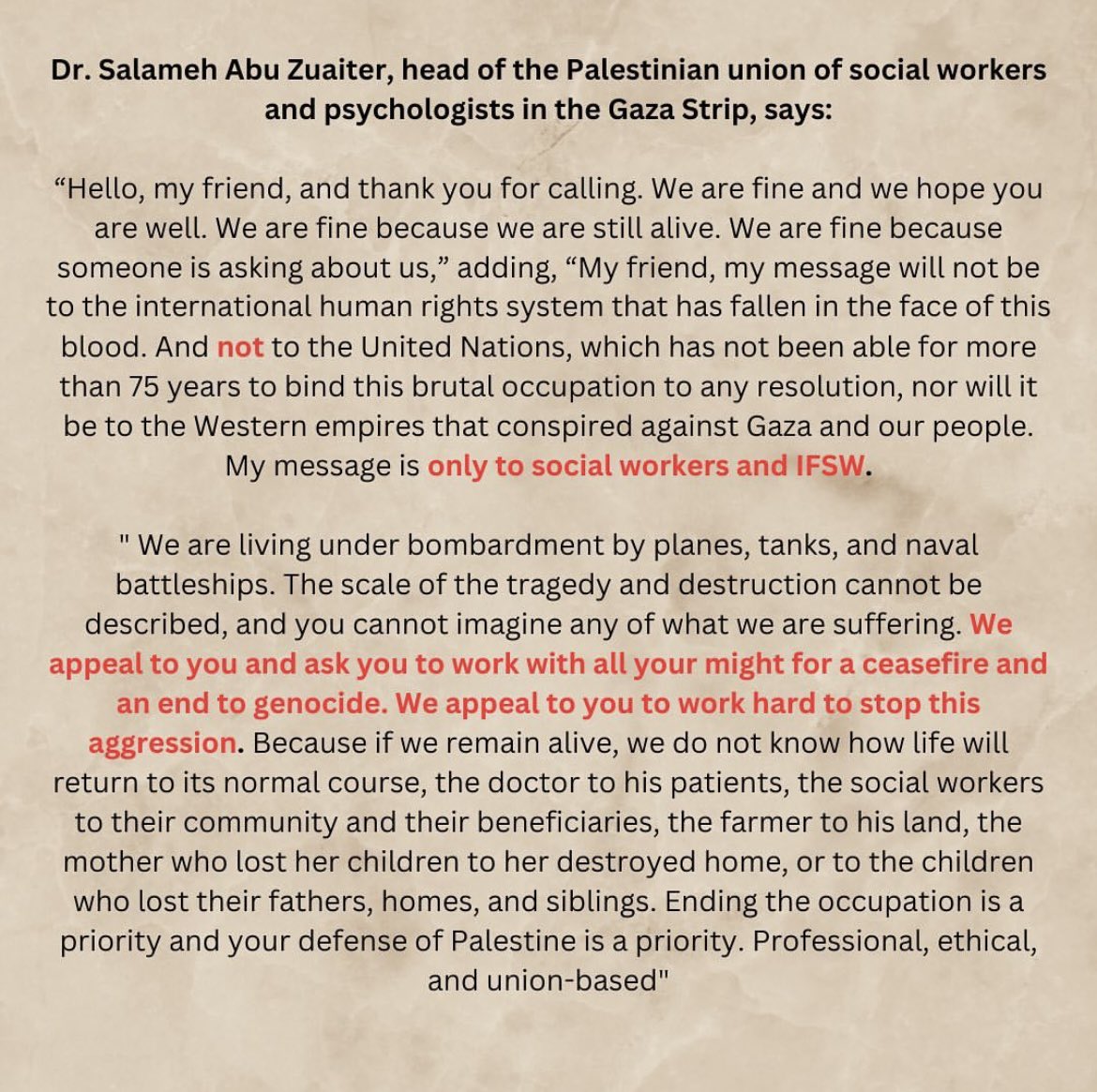 jsnbarn's tweet image. social workers from Gaza send letters to their colleagues around the world