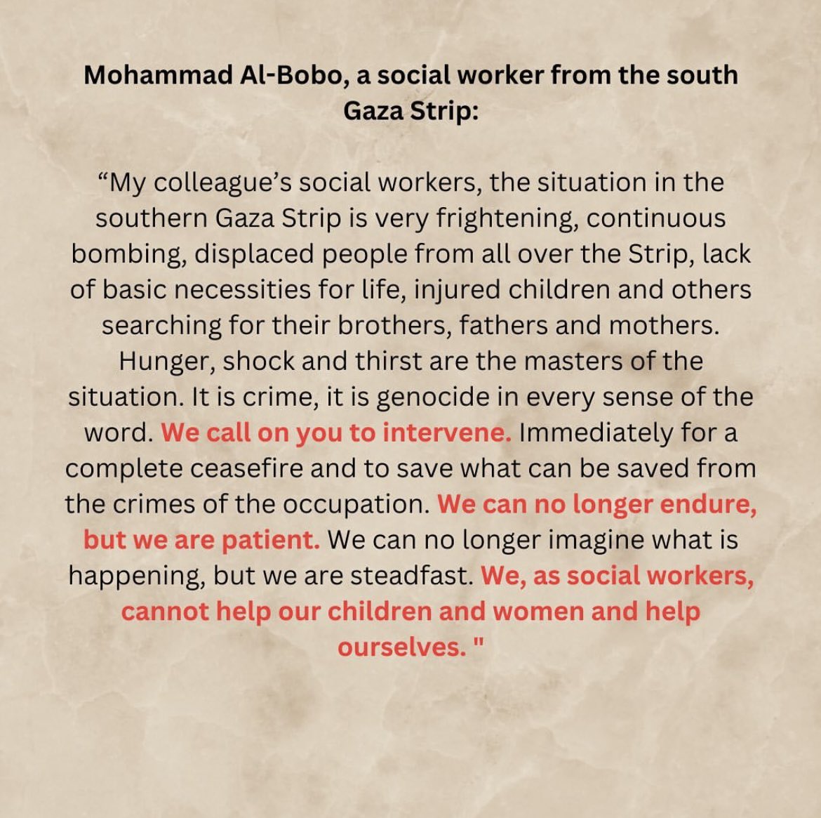 jsnbarn's tweet image. social workers from Gaza send letters to their colleagues around the world